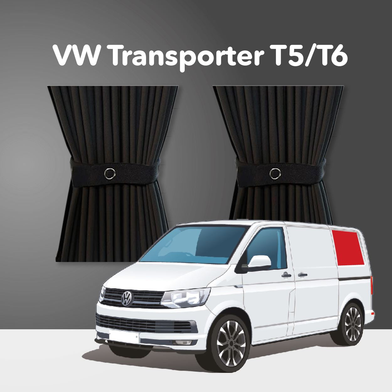 VW Transporter T5 T5.1 T6 CAB DIVIDER Blackout Curtain BLACK