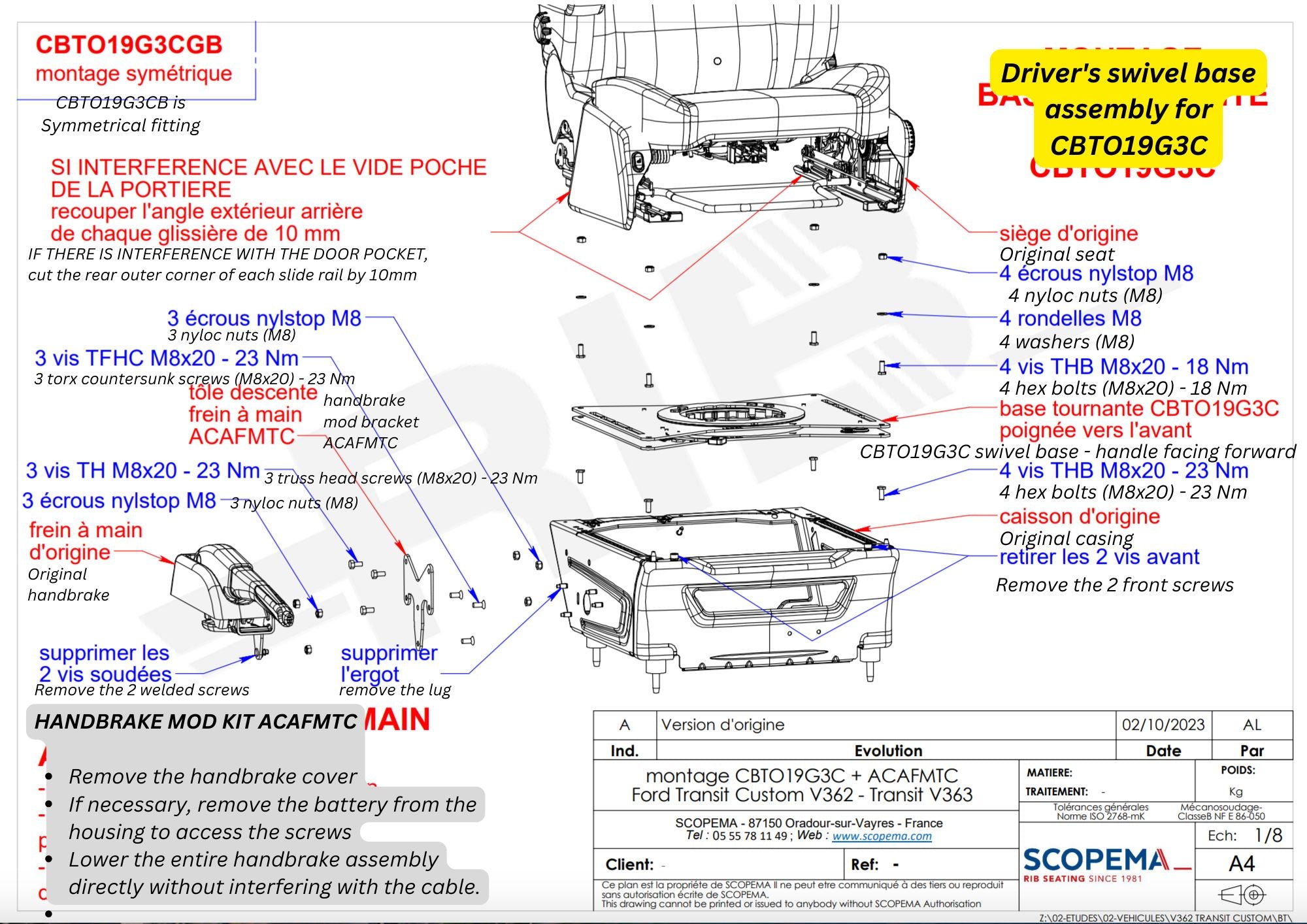 RIB Ford Transit Custom 2013-2023 Single Seat Swivel - Driver (Right Hand Drive) RIB 