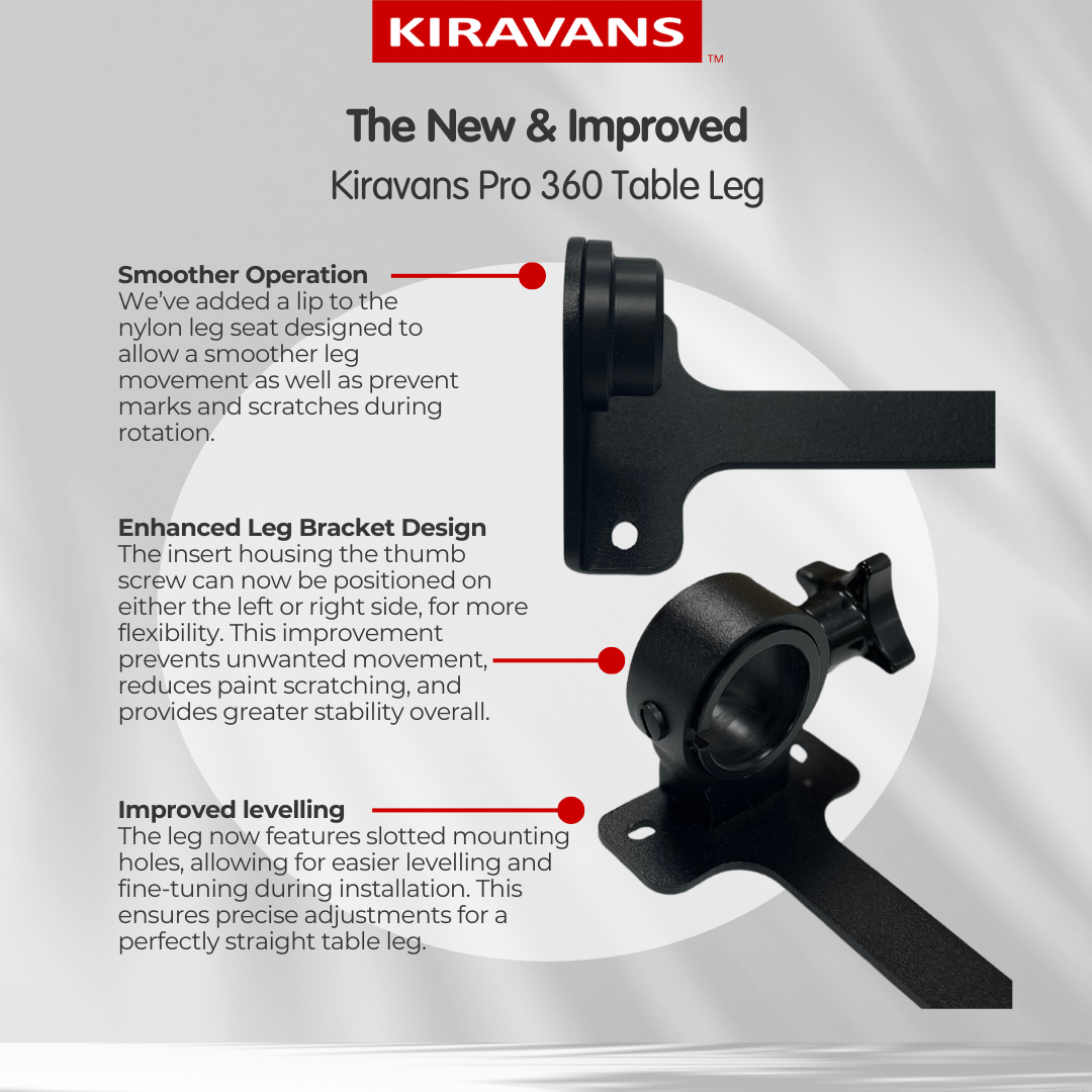 Kiravans Pro 360 Campervan Table Leg - Black Edition