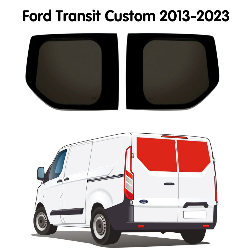 Premium Barn Door Windows Ford Transit Custom 2013-2023 Camper Glass by Kiravans 