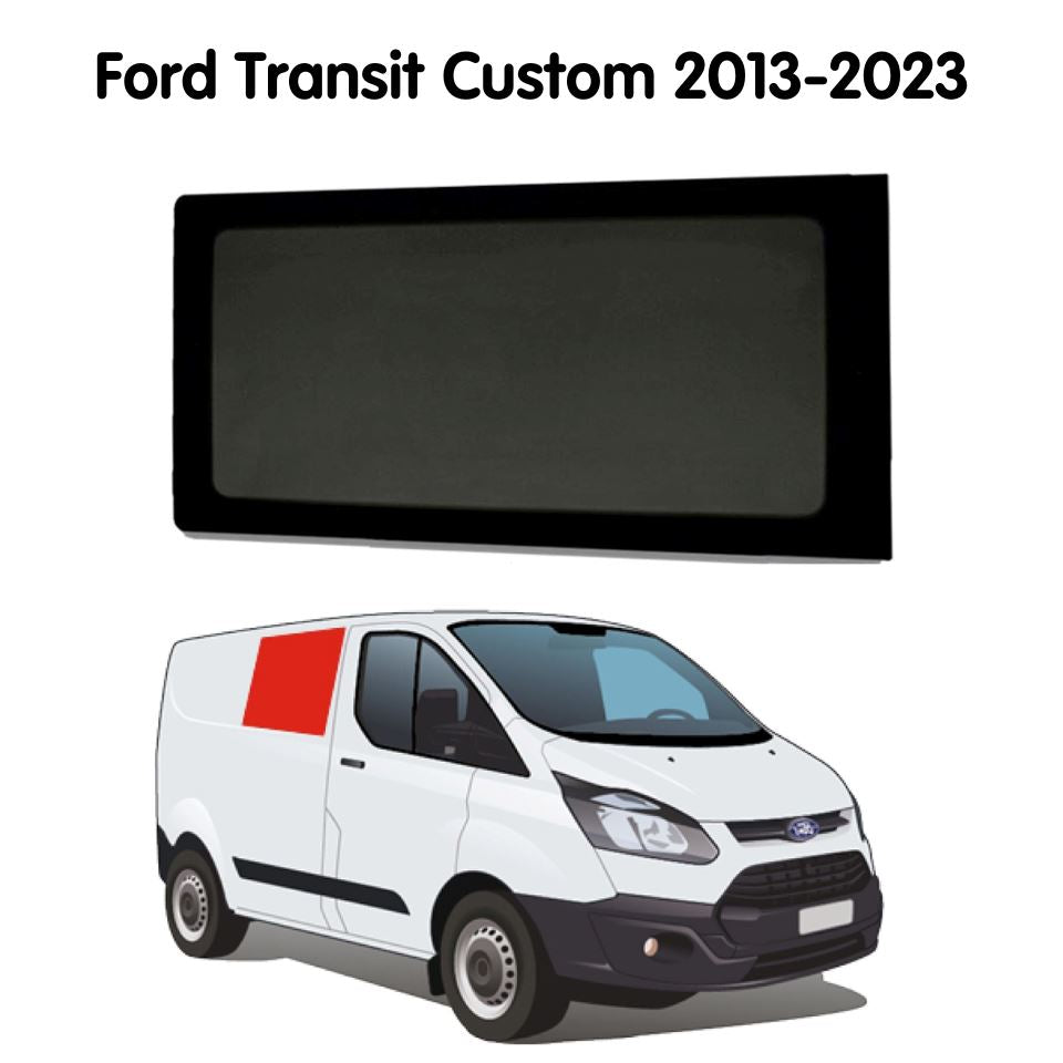 Right Fixed Window Ford Transit Custom 2013-2023 - Non-sliding Door Camper Glass by Kiravans 