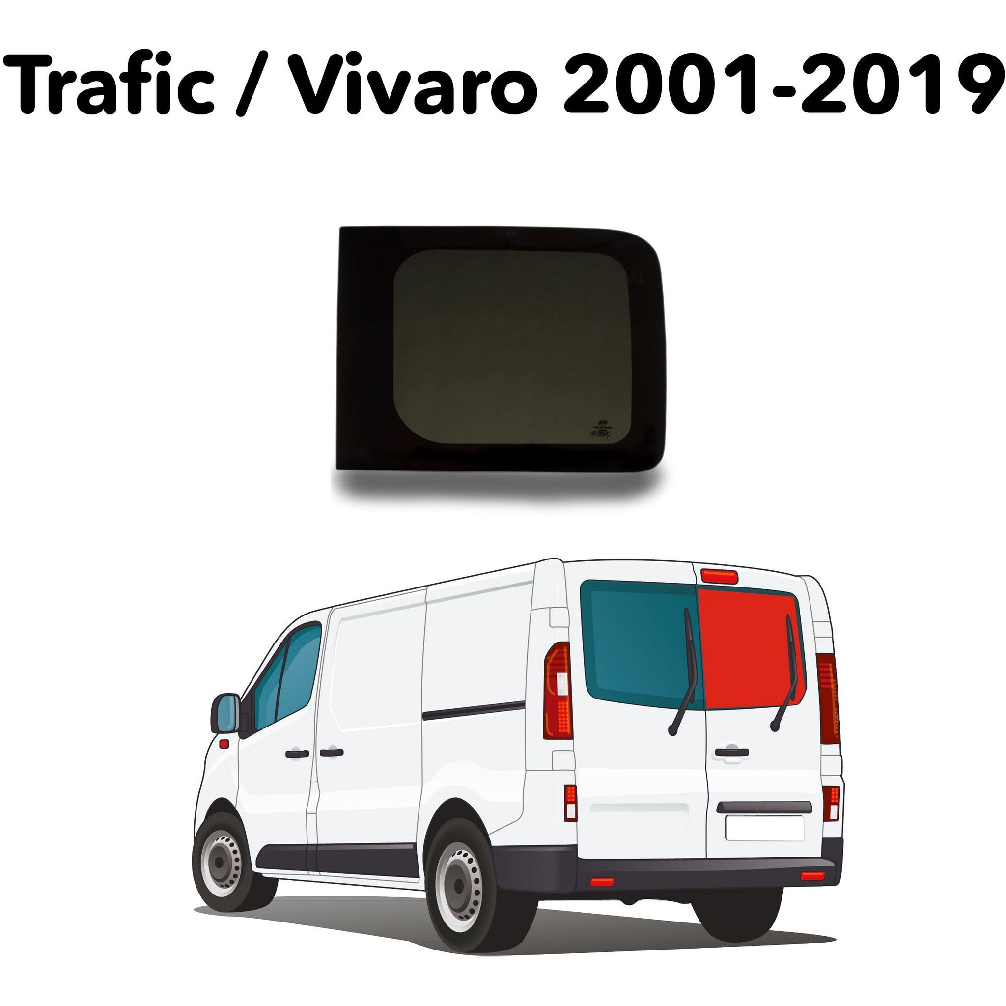 Barn Door Windows + Fitting Kit for Renault Trafic 2001+ / Vauxhall Vivaro 2001-2019