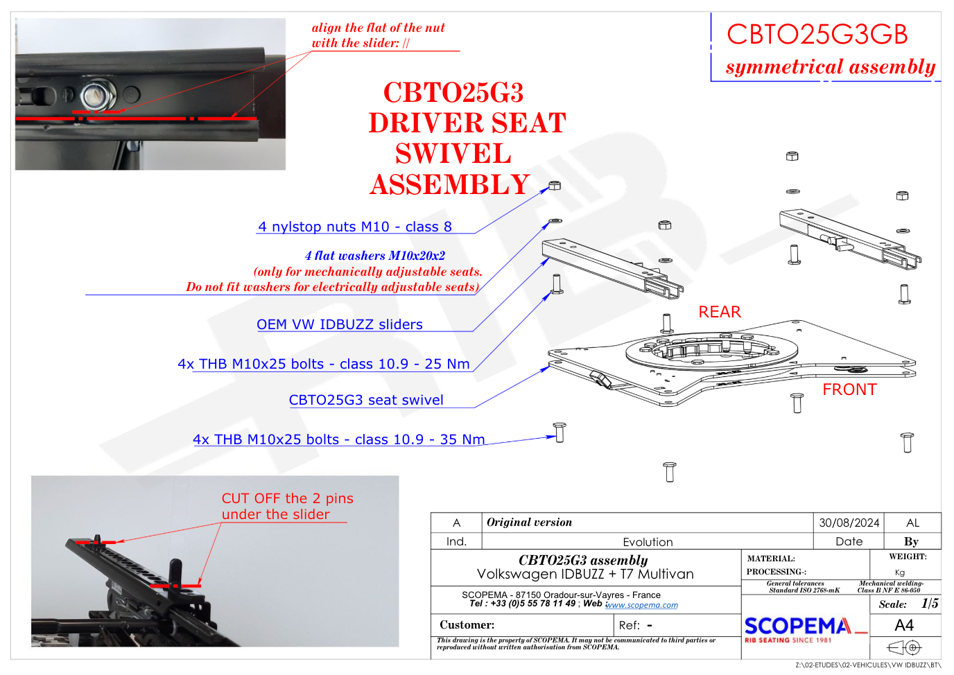 RIB VW ID.BUZZ / VW Multivan T7 (2022 - present) Single Seat Swivel V3 - Driver (Right Hand Drive)