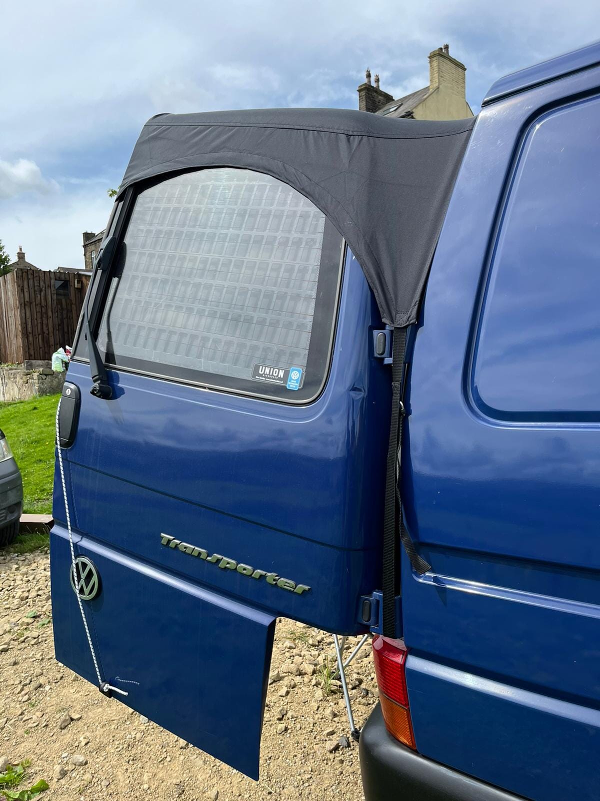 No Tailgate? No problem... Barn Door Campervan Awning for VW T4 Designed by Kiravans 