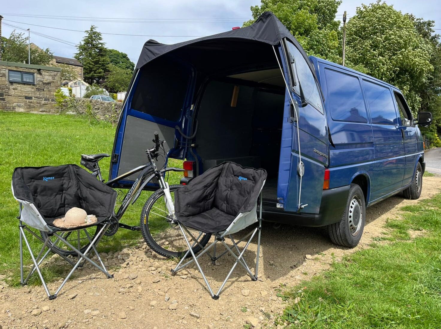 No Tailgate? No problem... Barn Door Campervan Awning for VW T4 Designed by Kiravans 