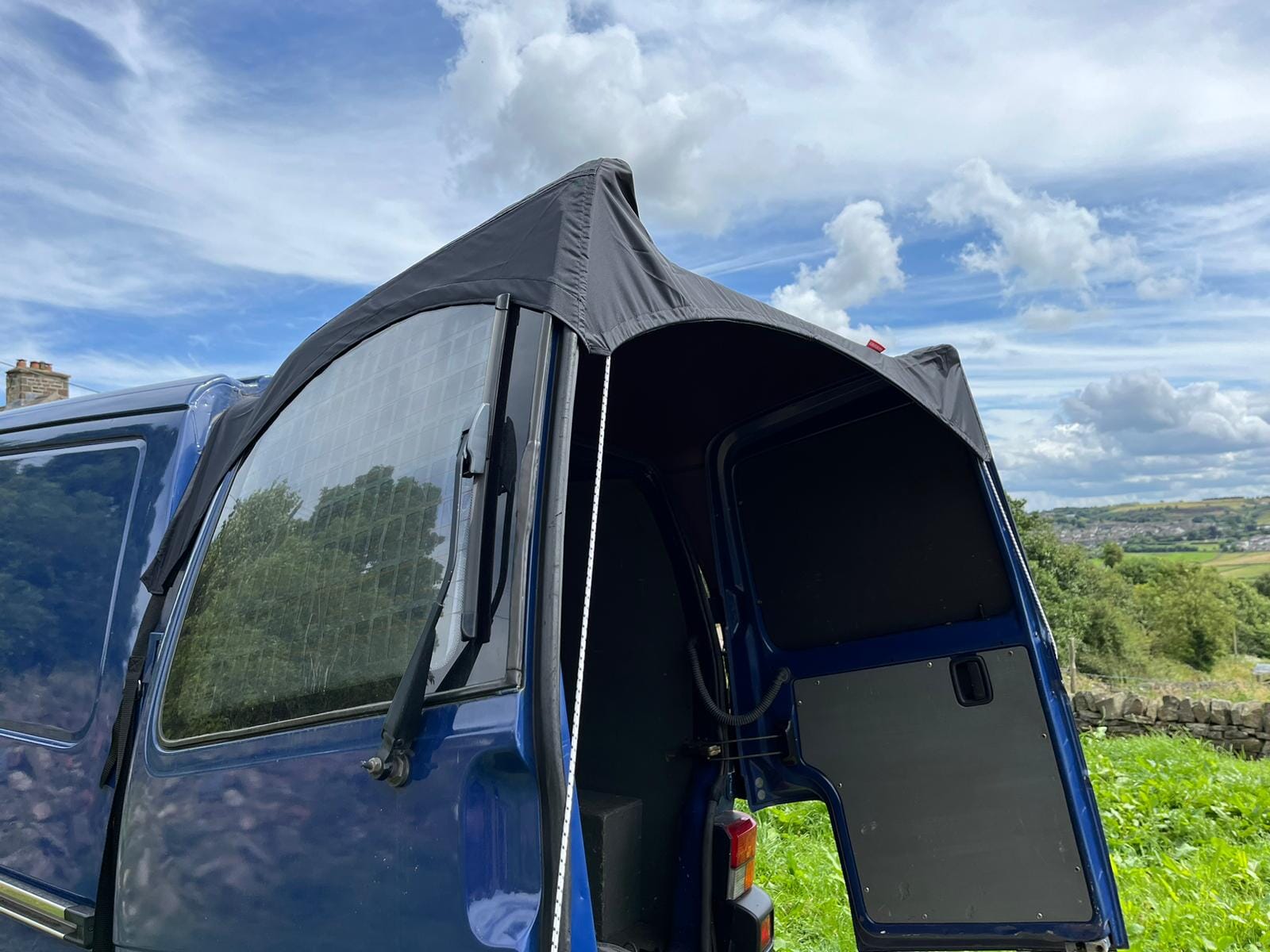 No Tailgate? No problem... Barn Door Campervan Awning for VW T4 Designed by Kiravans 