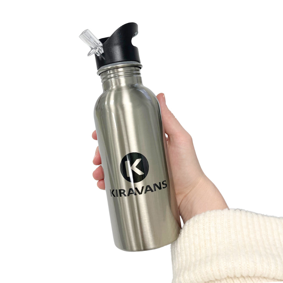 Kiravans Stainless Steel Water Bottle with Straw 600ml