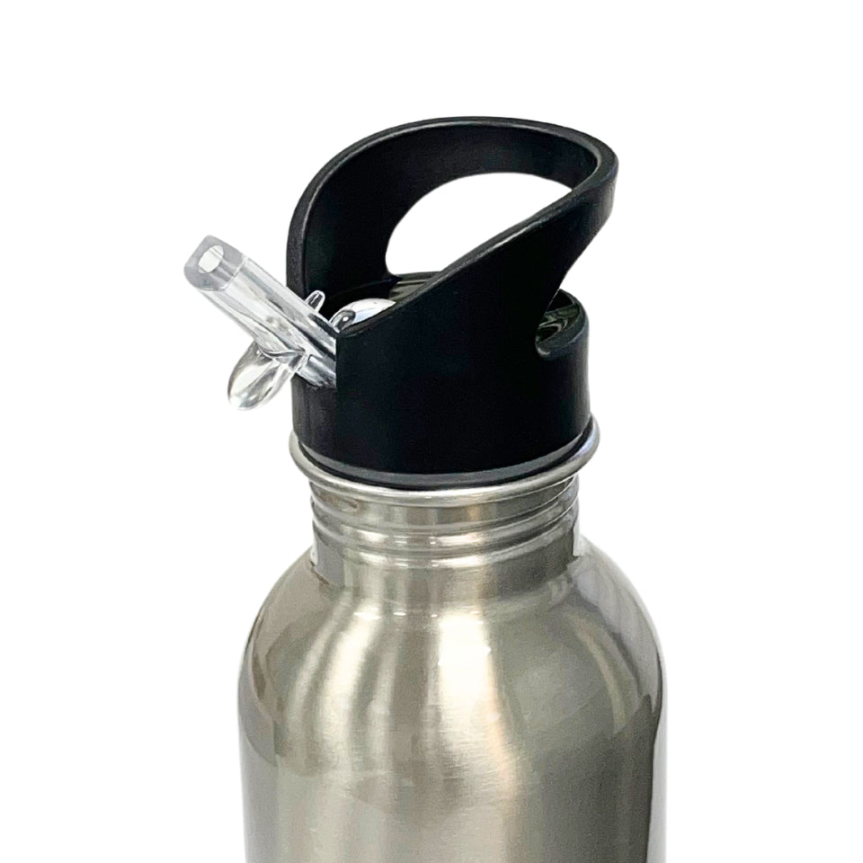 Kiravans Stainless Steel Water Bottle with Straw 600ml