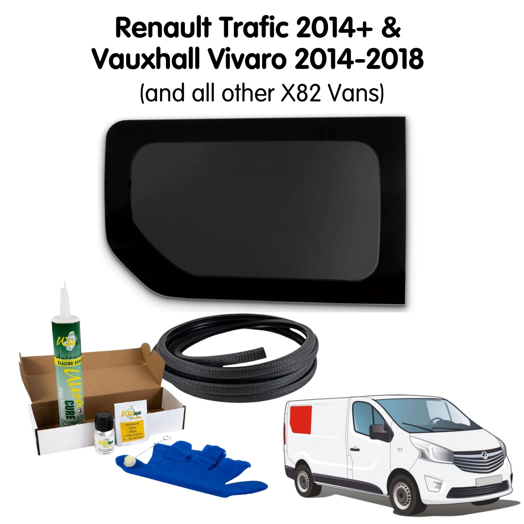 Right Rear Quarter Window + Fitting Kit for Renault Trafic 2014+ & Vauxhall Vivaro 2014-2018 (and all X82 Vans)