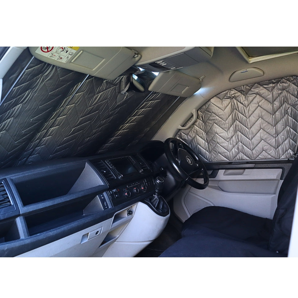 Internal Cab Silver Screens with Magnets or Suckers for VW T5/6/6.1, Trafic, Transit Custom & PSA Vans — SILVER / GREY