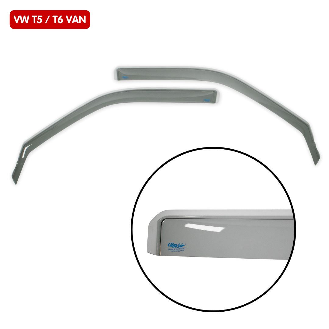 Climair Wind Deflectors in Smoke Grey for VW T5, T6, Vivaro, Transit Custom + More